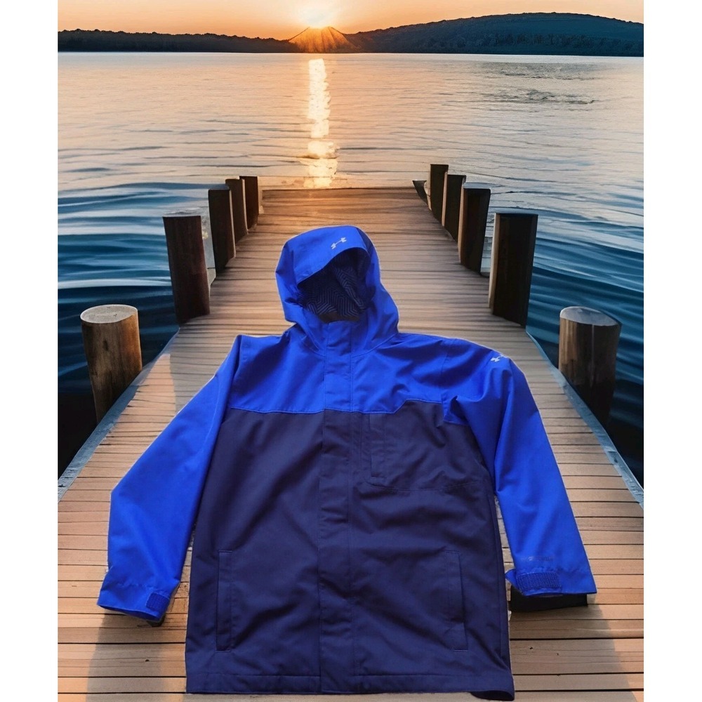 Under Armour Storm Jacket Youth Large Blue Excellent ColdGear Infrared Hooded